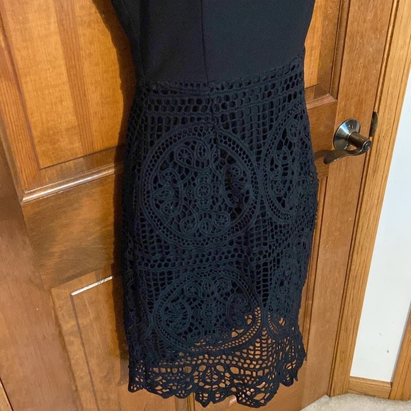 J.O.A. Los Angeles Black SweetHeart Crochet Lace Midi Lined Dress Size Small - Picture 5 of 16